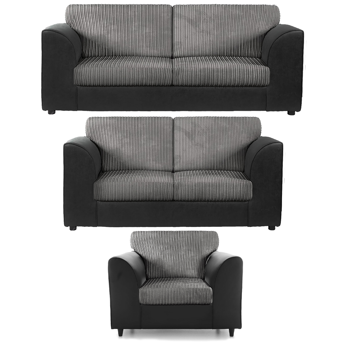 Luxor Full Jumbo Cord 3 Piece Suite - Full Back