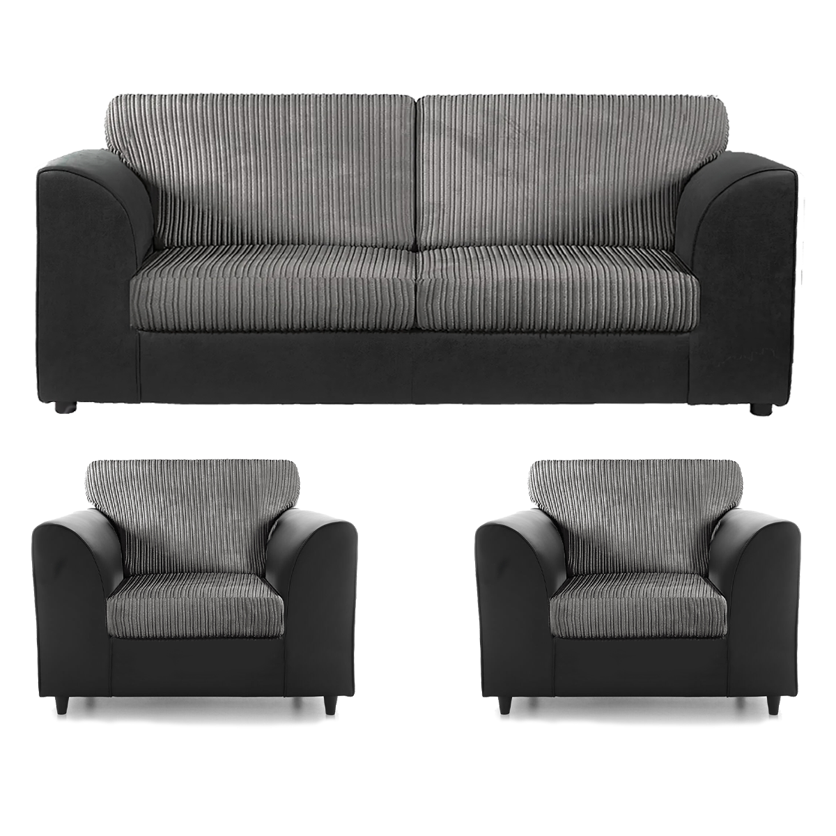 Luxor Full Jumbo Cord 3 Seater and 2 x Armchairs - Full Back