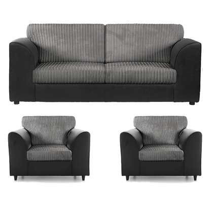 Luxor Full Jumbo Cord 3 Seater and 2 x Armchairs - Full Back