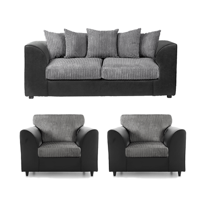 Luxor Full Jumbo Cord 3 Seater and 2 x Armchairs - Scatter Back