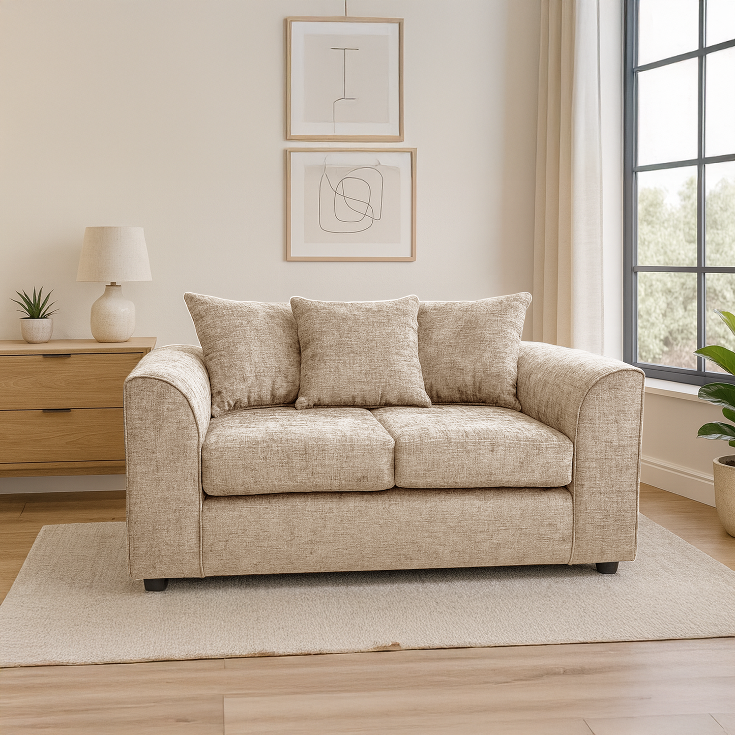 Monaco Chenille Fabric 2 Seater Sofa