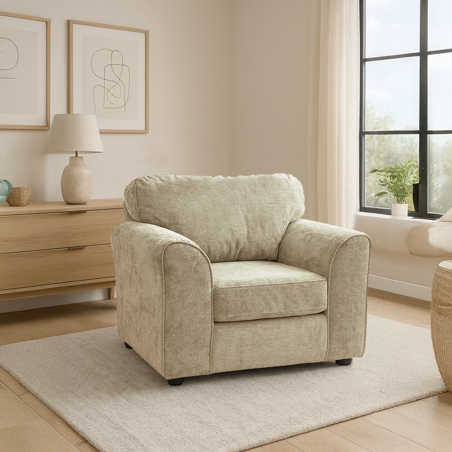 Monaco Chenille Fabric 3 Piece Sofa Suite