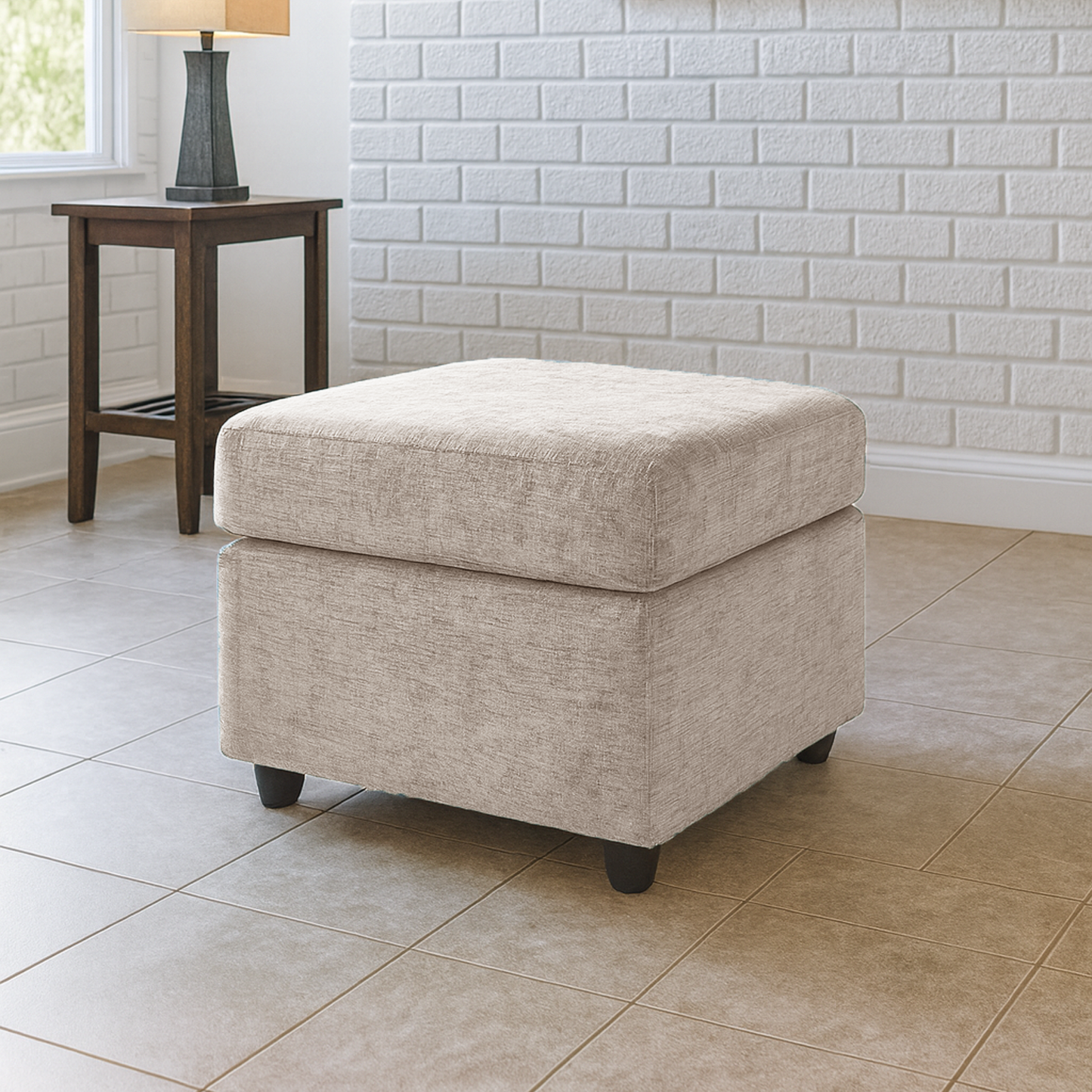 Monaco Chenille Fabric Footstool
