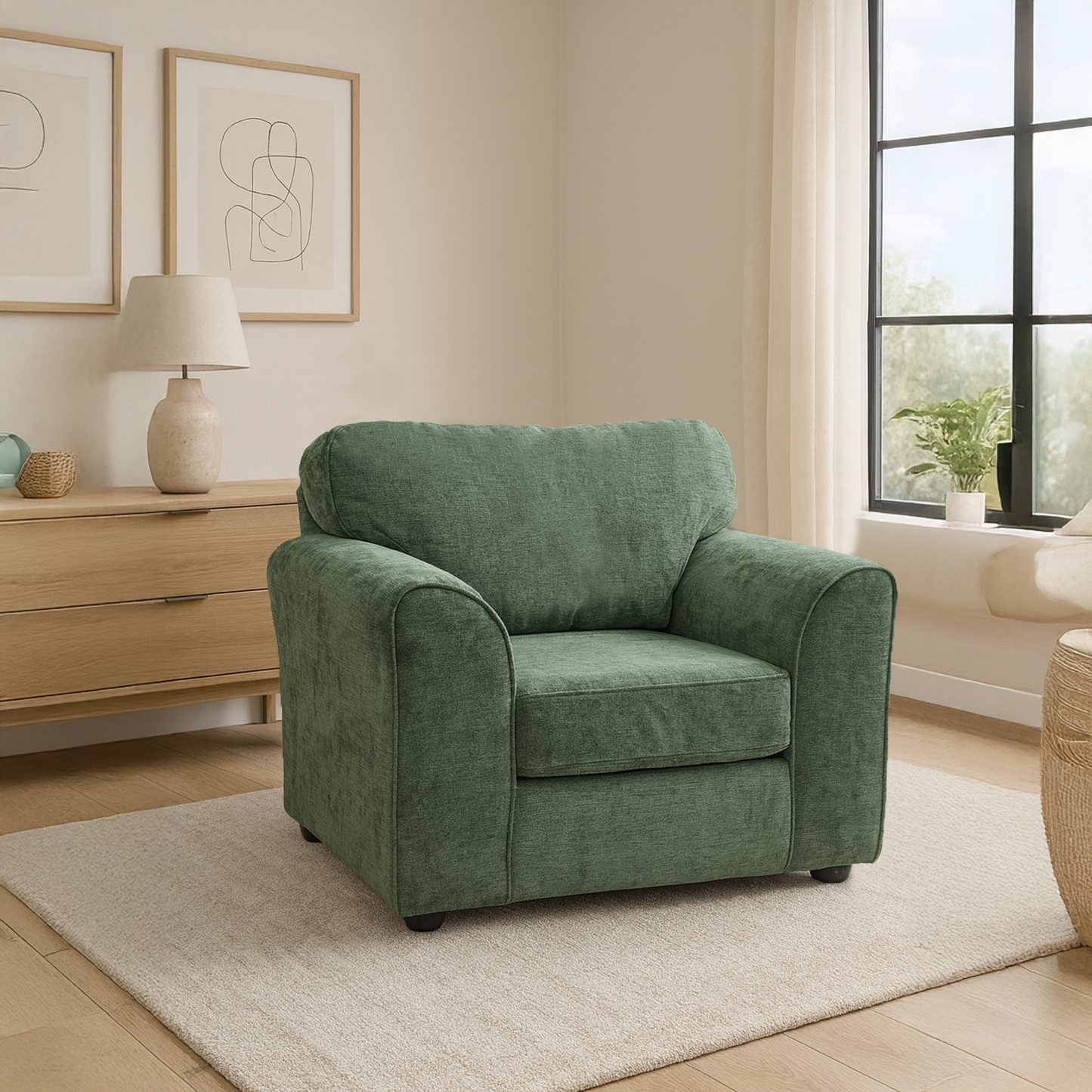 Monaco Chenille Fabric 3 Piece Sofa Suite
