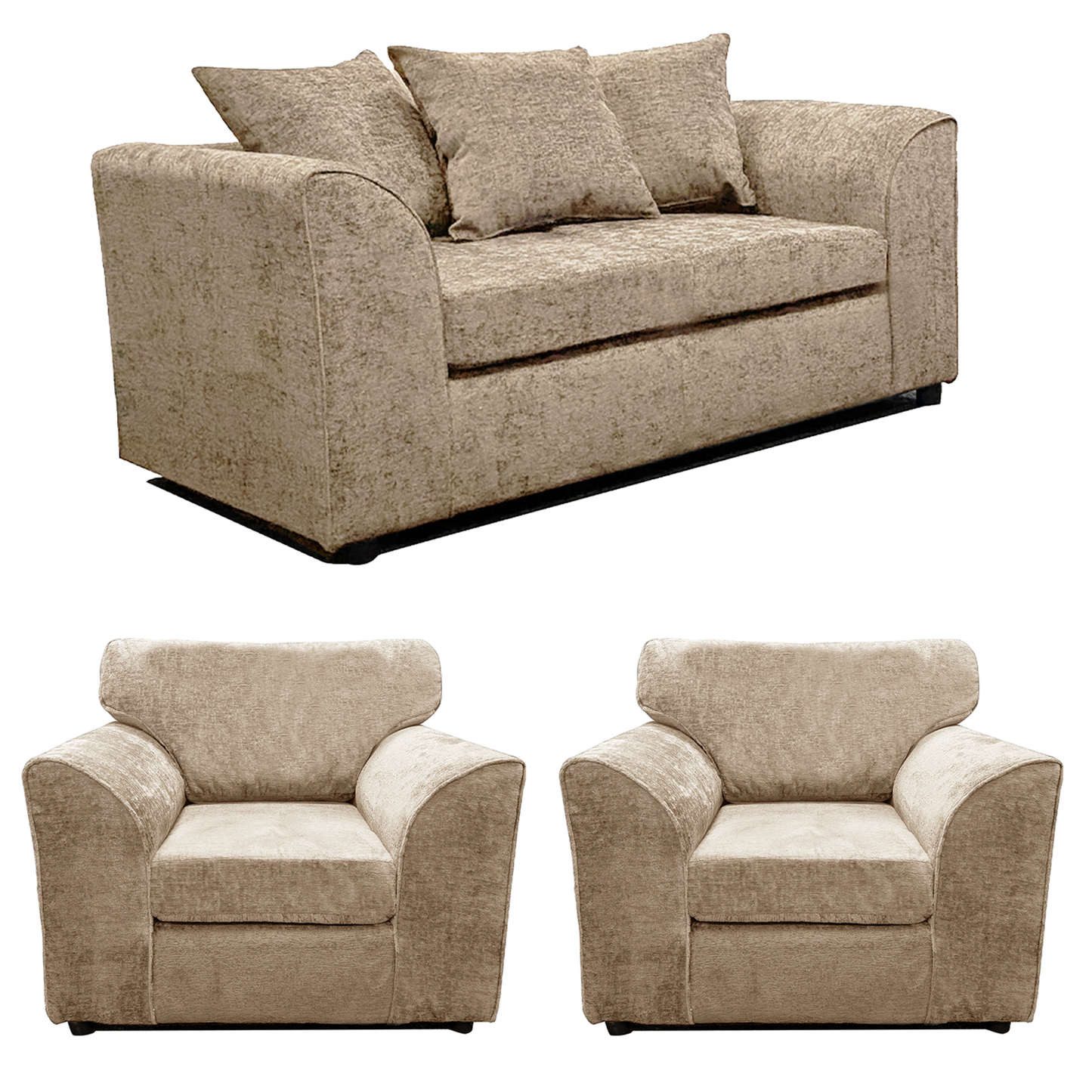 Monaco Chenille Fabric 2 Seater and 2 Armchairs