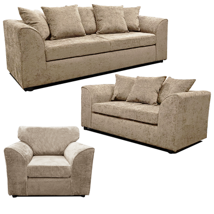 Monaco Chenille Fabric 3 Piece Sofa Suite