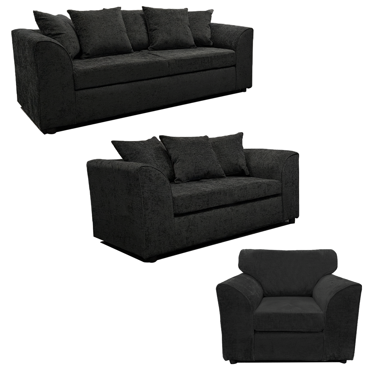 Monaco Chenille Fabric 3 Piece Sofa Suite