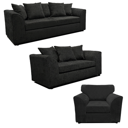 Monaco Chenille Fabric 3 Piece Sofa Suite