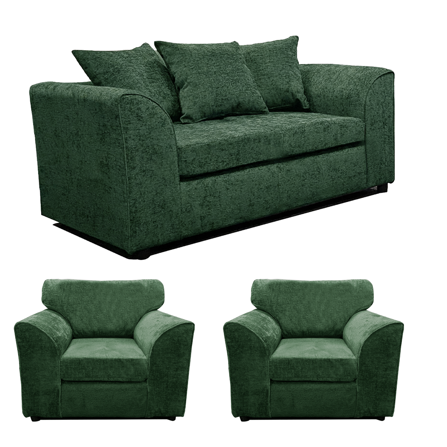 Monaco Chenille Fabric 2 Seater and 2 Armchairs