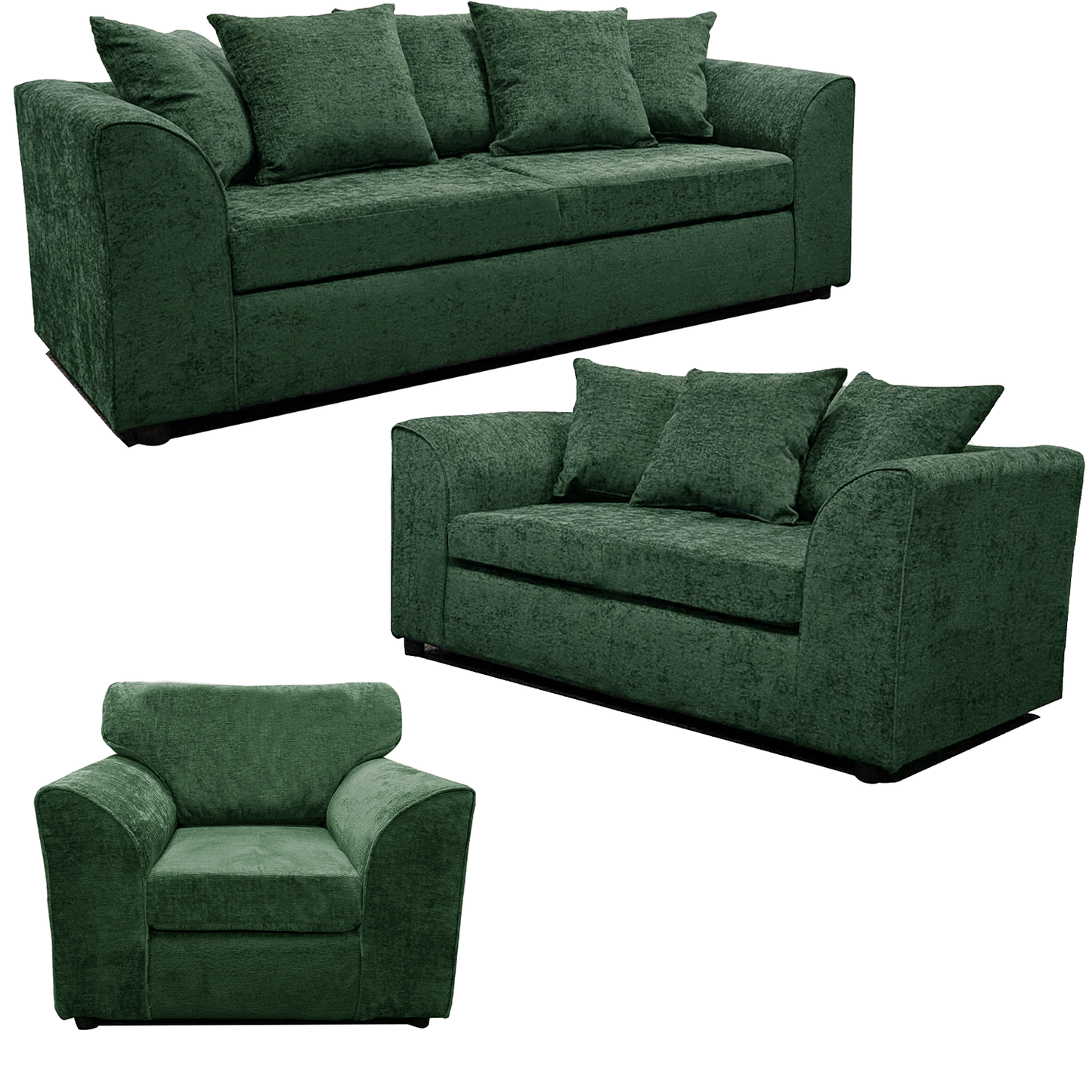 Monaco Chenille Fabric 3 Piece Sofa Suite