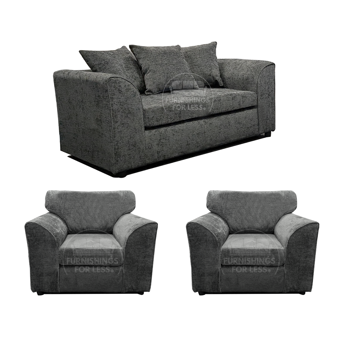 Monaco Chenille Fabric 2 Seater and 2 Armchairs