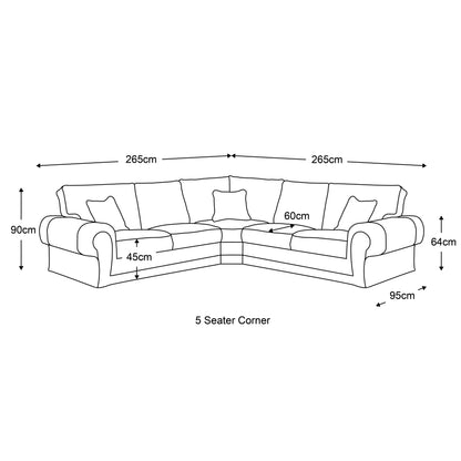 Chelsea Crushed Velvet Full Back 5 Seater Corner Sofa - 2