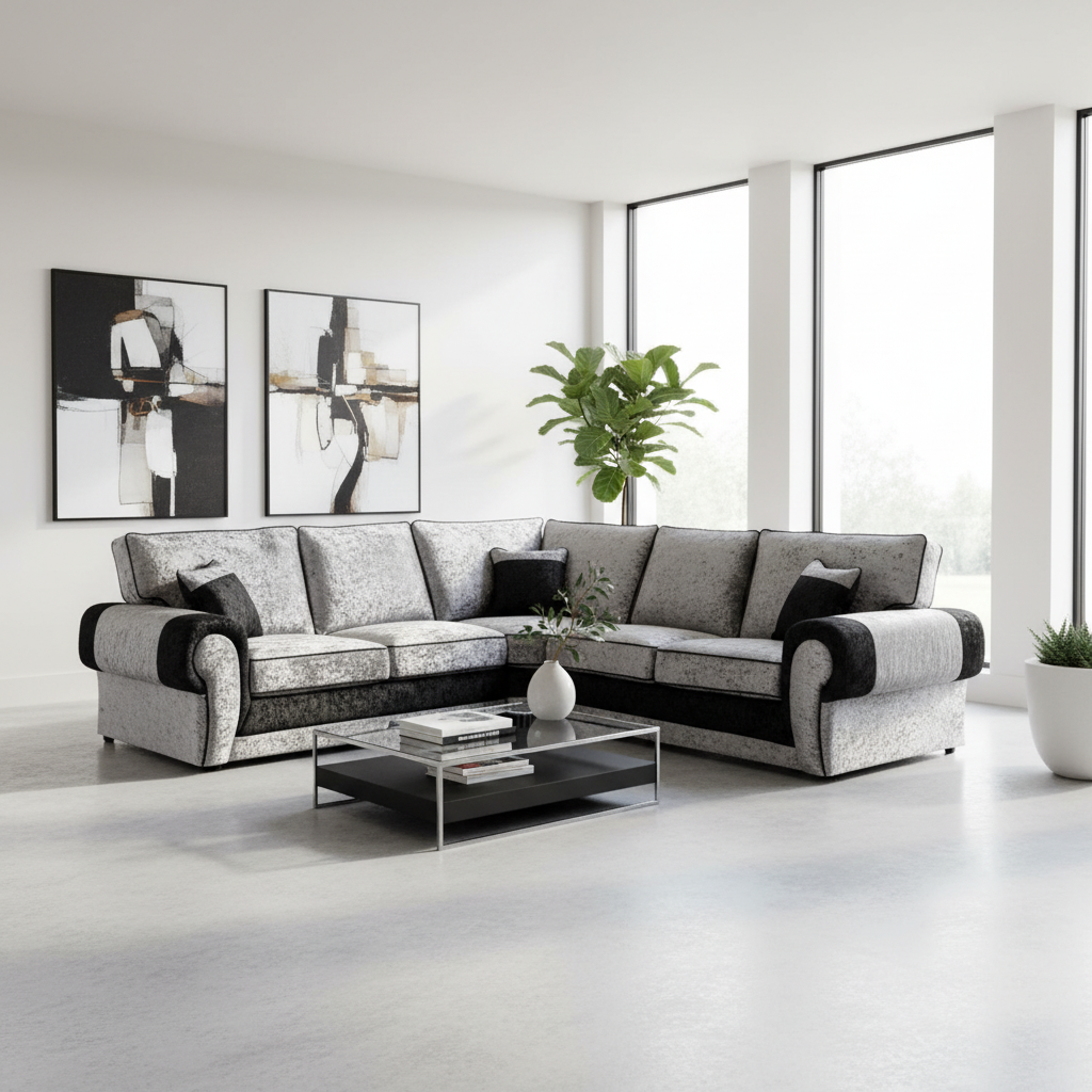 Chelsea Crushed Velvet Full Back 5 Seater Corner Sofa