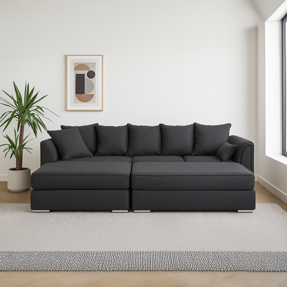 Chiswick Corner Sofa 4 Seater with Footstool - Silver Or Black