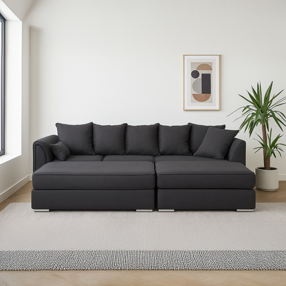 Chiswick Corner Sofa 4 Seater with Footstool - Silver Or Black