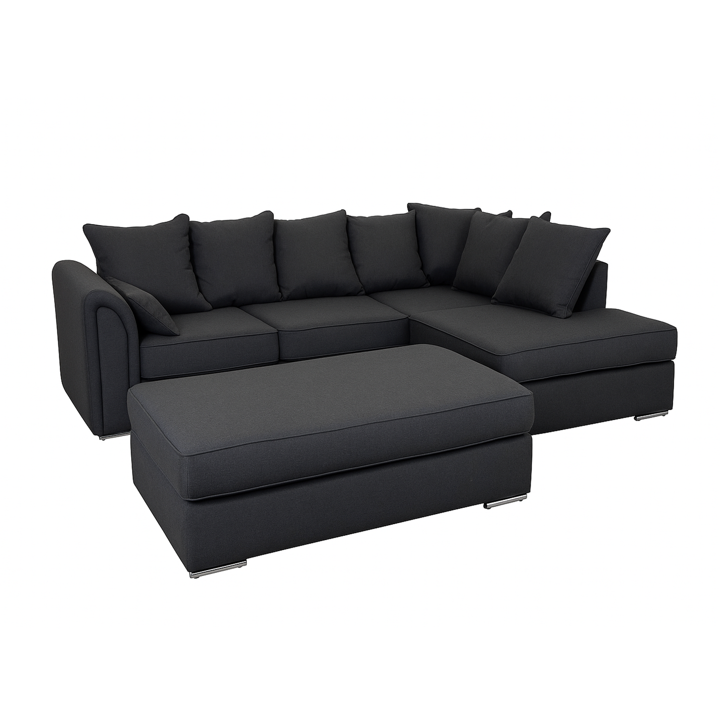Chiswick Corner Sofa 4 Seater with Footstool - Silver Or Black