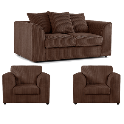 Luxor Jumbo Cord 2 Seater and 2 x Armchairs - Scatter Back