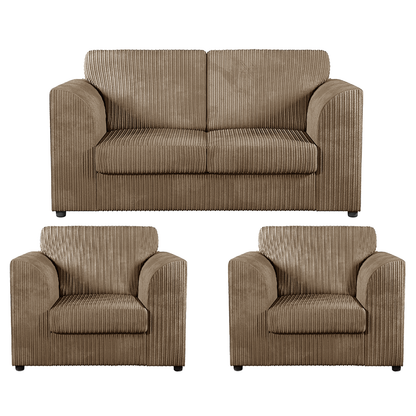 Luxor Jumbo Cord 2 Seater and 2 x Armchairs - Full Back