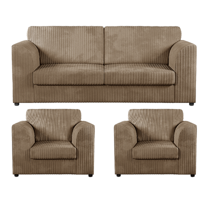 Luxor Full Jumbo Cord 3 Seater and 2 x Armchairs - Full Back