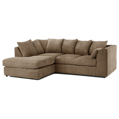 Luxor Cord Fabric 4 Seater Corner Sofa Scatter Back