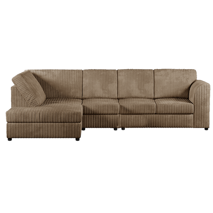 Luxor Full Cord Fabric 5 Seater Corner Sofa Full Back