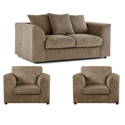 Luxor Jumbo Cord 2 Seater and 2 x Armchairs - Scatter Back