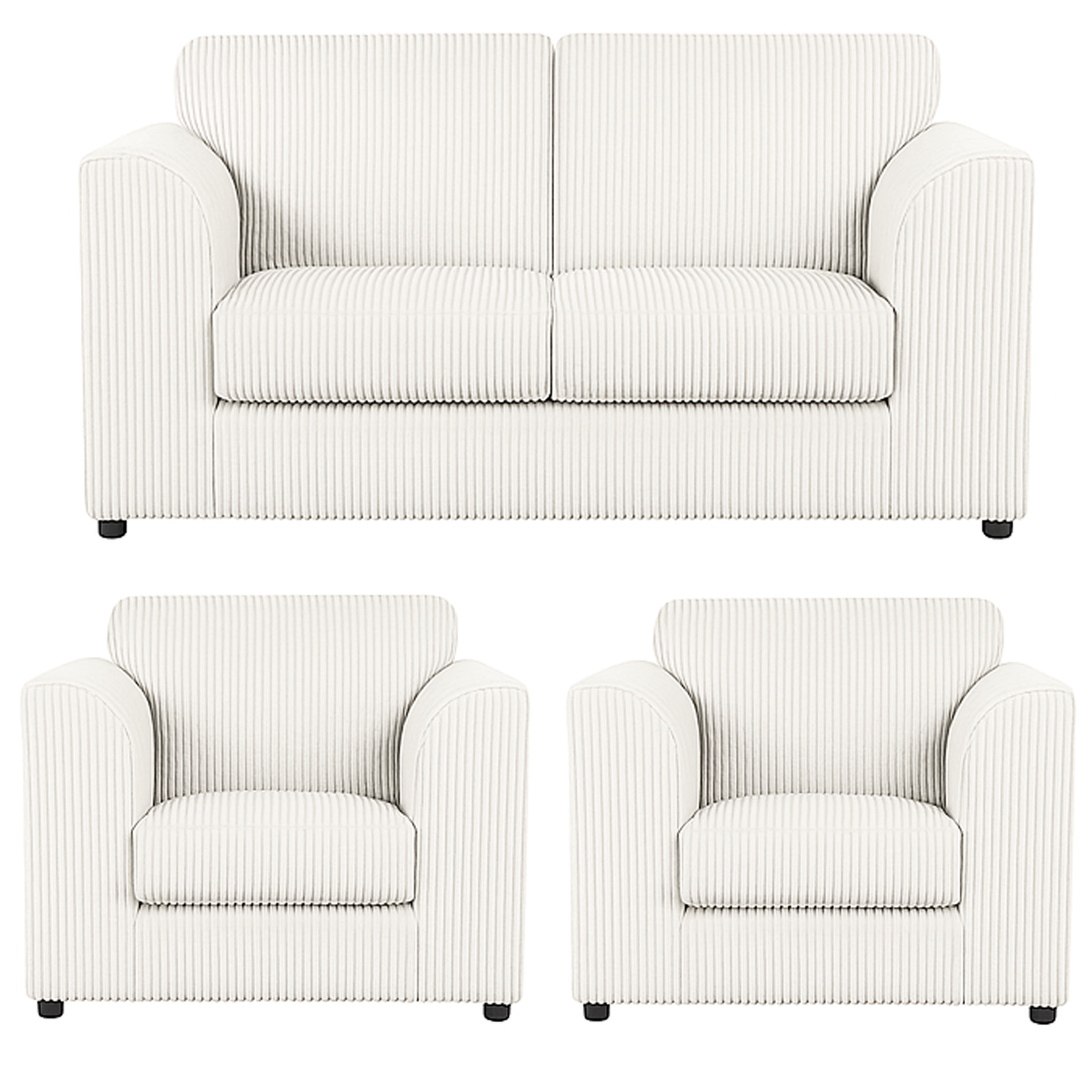 Luxor Jumbo Cord 2 Seater and 2 x Armchairs - Full Back