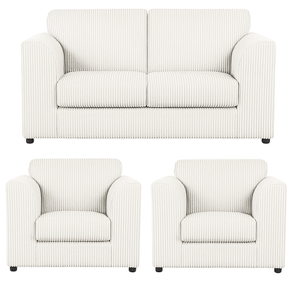 Luxor Jumbo Cord 2 Seater and 2 x Armchairs - Full Back