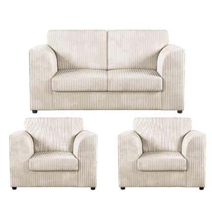 Luxor Jumbo Cord 2 Seater and 2 x Armchairs - Full Back