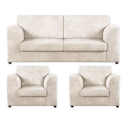 Luxor Full Jumbo Cord 3 Seater and 2 x Armchairs - Full Back