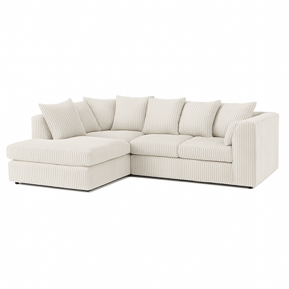 Luxor Cord Fabric 4 Seater Corner Sofa Scatter Back