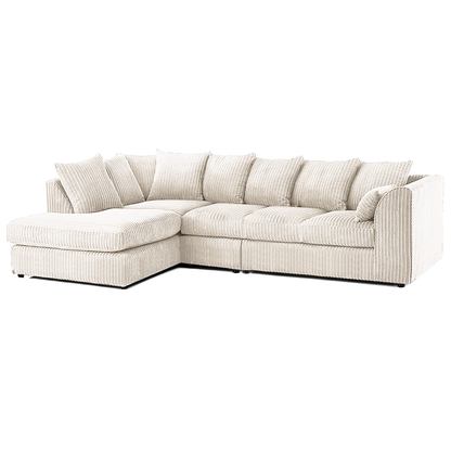 Luxor Full Cord Fabric 5 Seater Corner Sofa Scatter Back