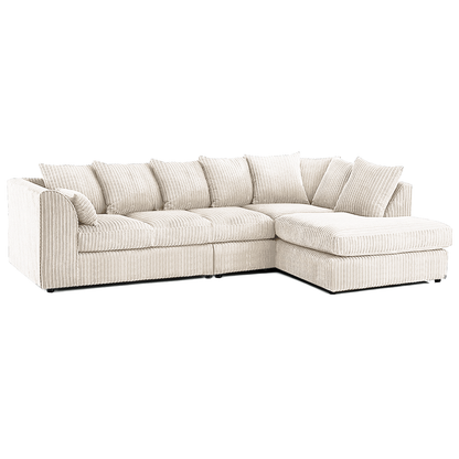 Luxor Full Cord Fabric 5 Seater Corner Sofa Scatter Back