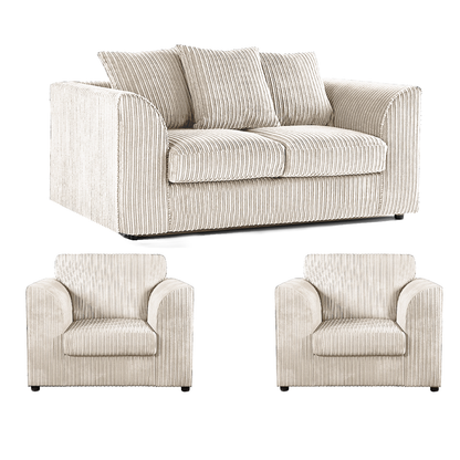 Luxor Jumbo Cord 2 Seater and 2 x Armchairs - Scatter Back