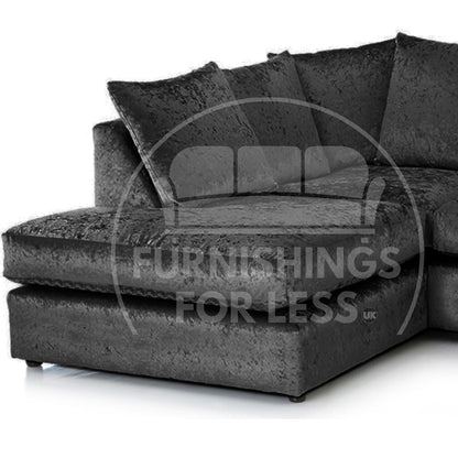 Crystal Crushed Velvet Scatter Back 5 Seater L Shaped Corner Sofa - 5