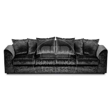 Crystal Crushed Velvet Long Fabric 4 Seater Sofa Scatter back