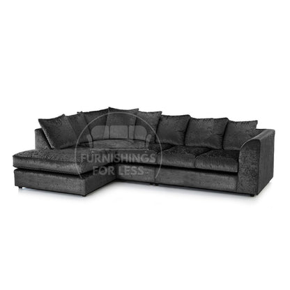 Crystal Crushed Velvet Scatter Back 5 Seater L Shaped Corner Sofa