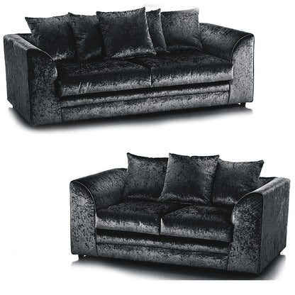 Crystal Crushed Velvet Sofa Suite Scatter Back