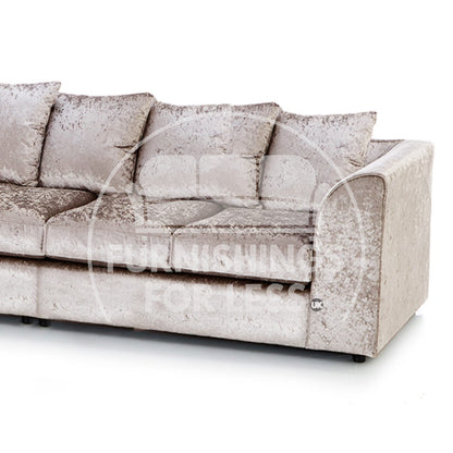Crystal Crushed Velvet Scatter Back 5 Seater L Shaped Corner Sofa - 3