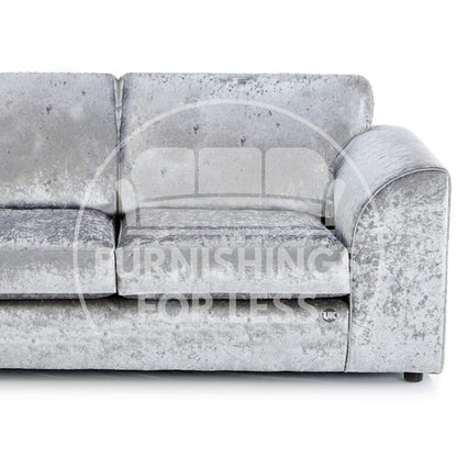 Crystal Crushed Velvet 3 Seater and 2 Armchairs Full Back - 4