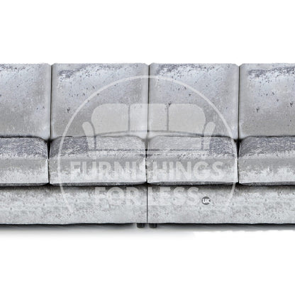 Crystal Crushed Velvet Long Fabric 4 Seater Sofa Full Back - 4