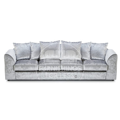 Crystal Crushed Velvet Long Fabric 4 Seater Sofa Scatter back