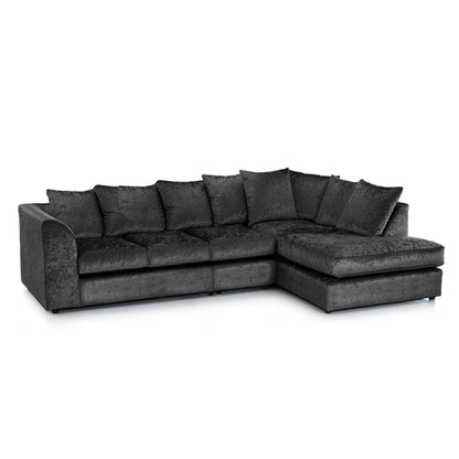 Crystal Crushed Velvet Scatter Back 5 Seater L Shaped Corner Sofa