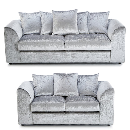 Crystal Crushed Velvet Sofa Suite Scatter Back