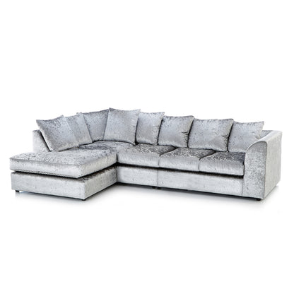 Crystal Crushed Velvet Scatter Back 5 Seater L Shaped Corner Sofa