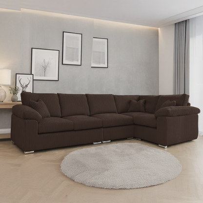 Delta Full Jumbo Cord 5 Seater L Shaped Corner Sofa
