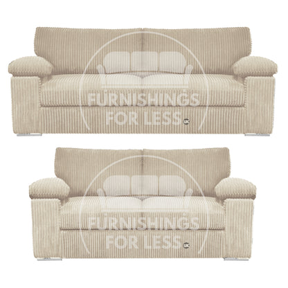 Delta Full Jumbo Cord 3 + 2 Seater Sofa Suite