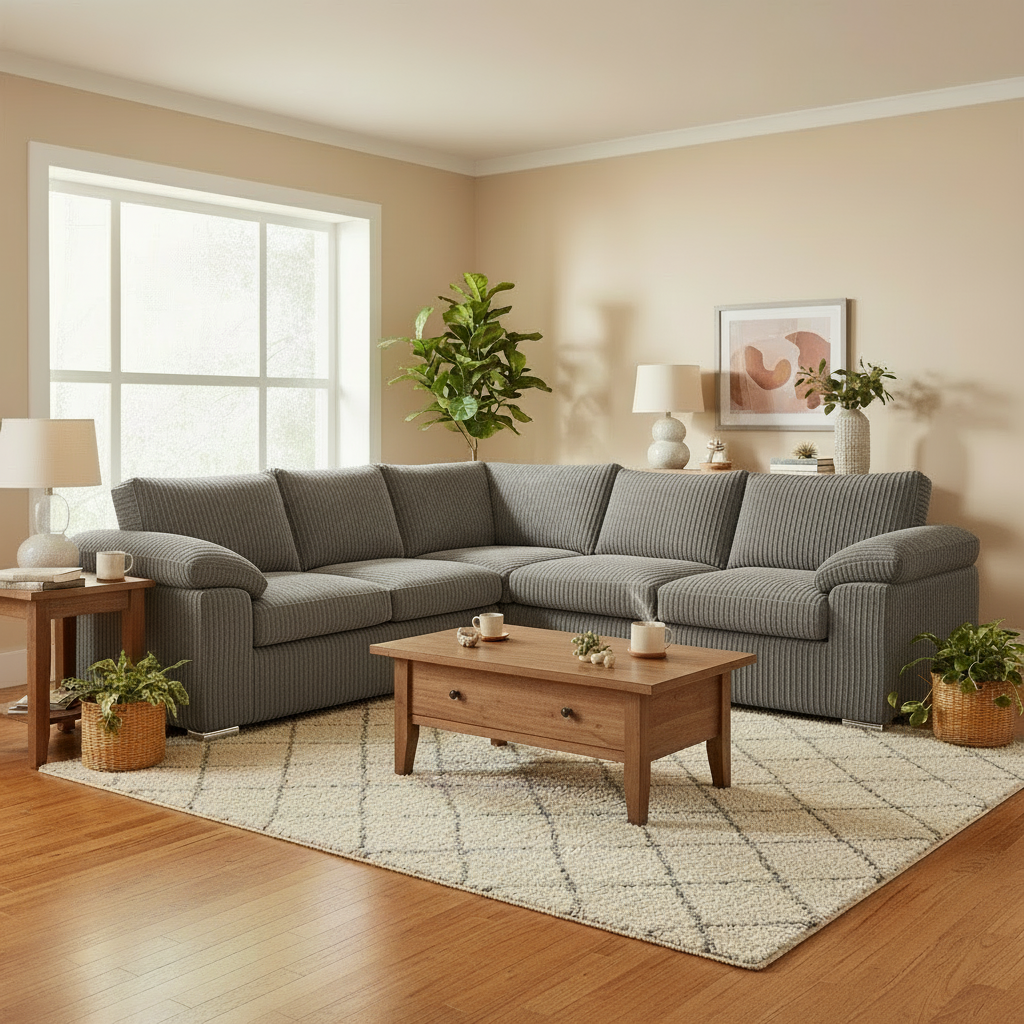 Delta Full Jumbo Cord 5 Seater Corner Sofa