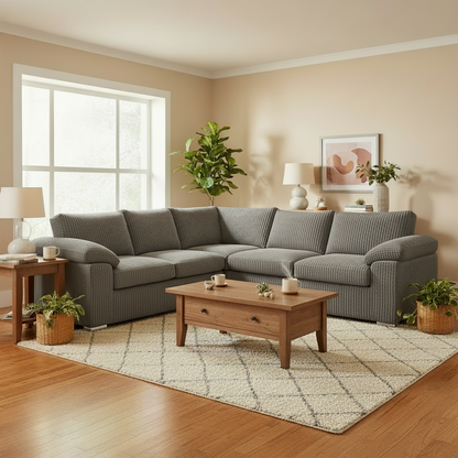 Delta Full Jumbo Cord 5 Seater Corner Sofa