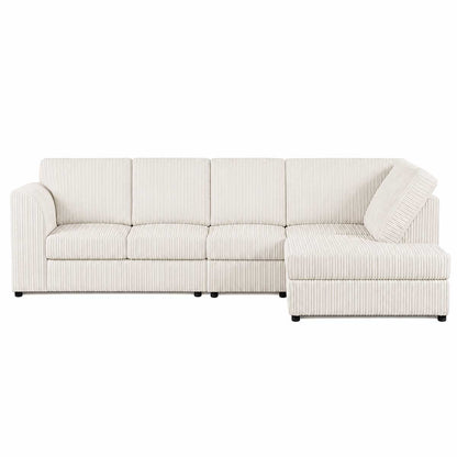 Luxor Full Cord Fabric 5 Seater Corner Sofa Full Back